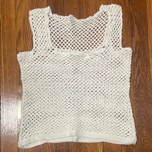 White Mesh Knit Women's Top